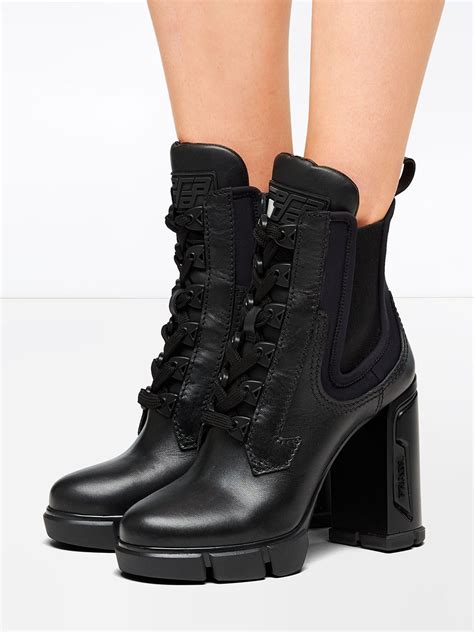 prada heeled combat boots|Prada chunky heel ankle boots.